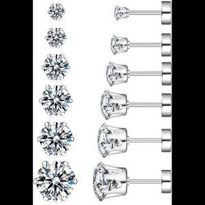 Hypoallergenic Flat Back Earrings,8Pairs Stainless Steel Earrings Surgical Steel